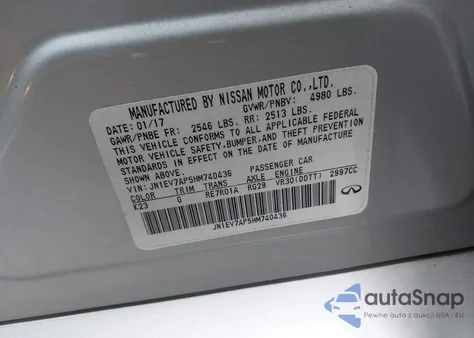 2017 Infiniti Q50 3.0T Signature Edition from USA, damaged, VIN JN1EV7AP5HM740436